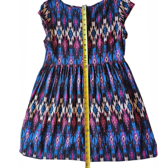 Atmosphere Aztec Geometric Blue and Pink A-line Resort Midi Dress - Picture 9 of 13